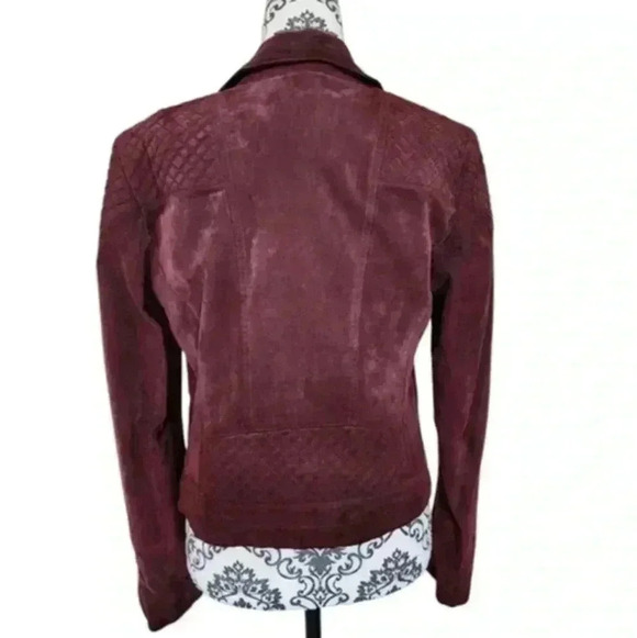 Express Jacket Suede Biker Moto Genuine Leather Oxblood Women's size Large - Picture 4 of 16